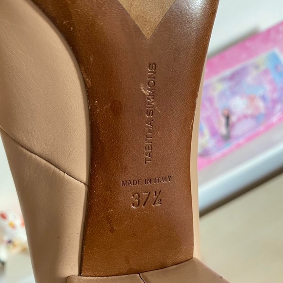 Tabitha Simmons Tan leather ballet shoes with ribbon in 37.5 - Picture 2 of 3